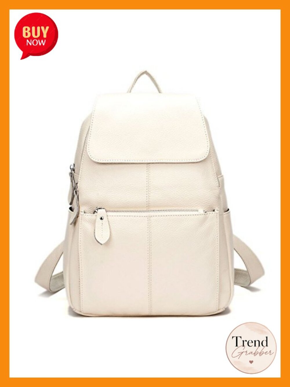 Genuine Leather Women's Backpack, Fits Laptop, Adjustable Straps, Anti-Theft